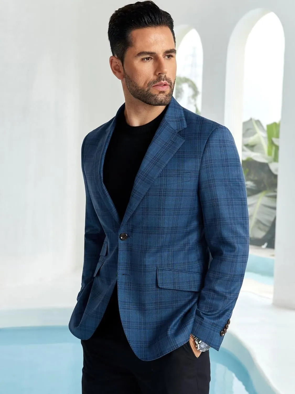 Men's Plaid Blazer Sport Coats Jackets Slim Fit Lightweight Casual Checkered Blazer for Men