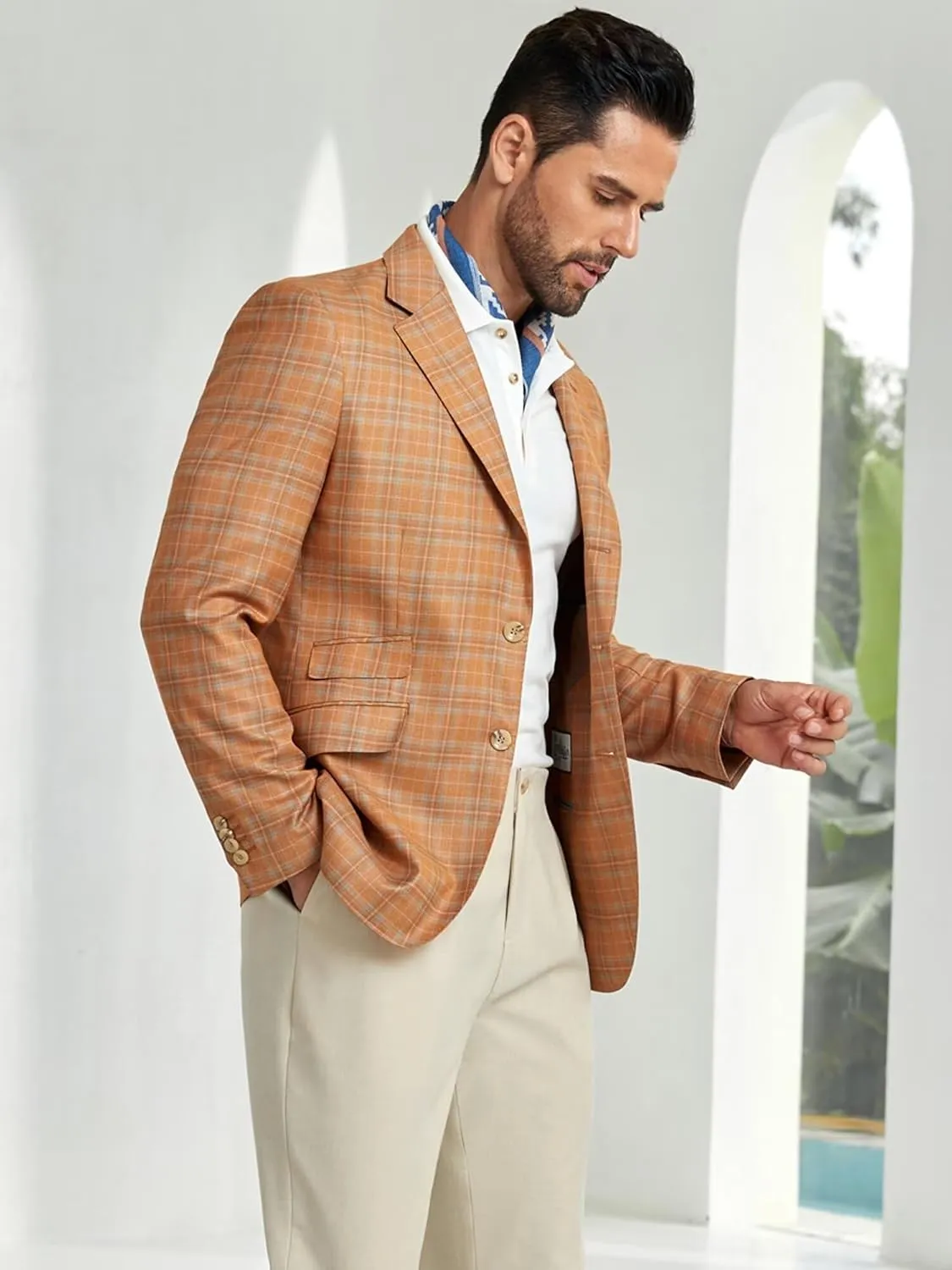 Men's Plaid Blazer Sport Coats Jackets Slim Fit Lightweight Casual Checkered Blazer for Men