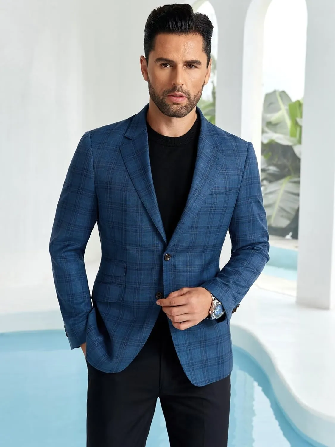 Men's Plaid Blazer Sport Coats Jackets Slim Fit Lightweight Casual Checkered Blazer for Men