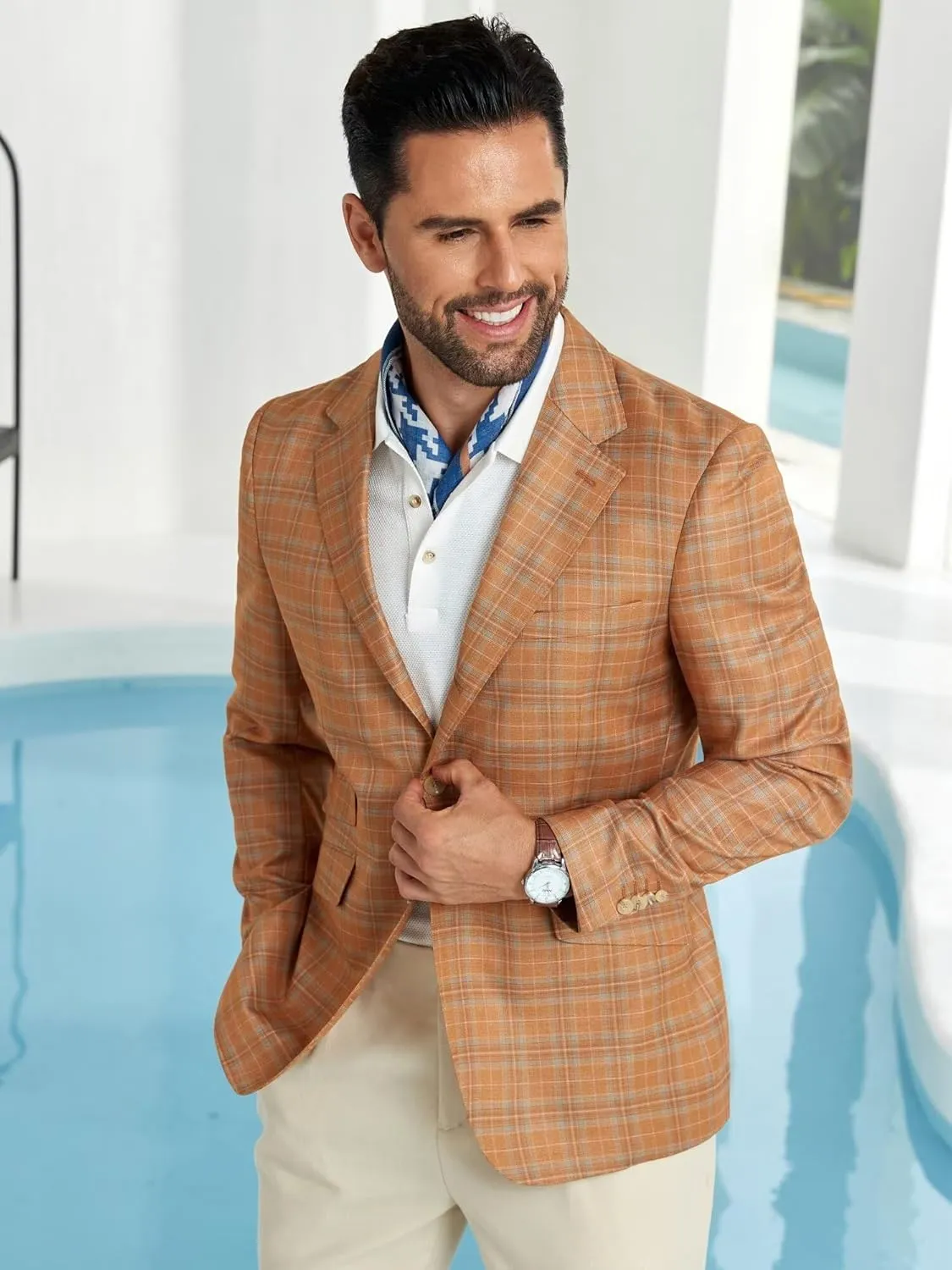 Men's Plaid Blazer Sport Coats Jackets Slim Fit Lightweight Casual Checkered Blazer for Men