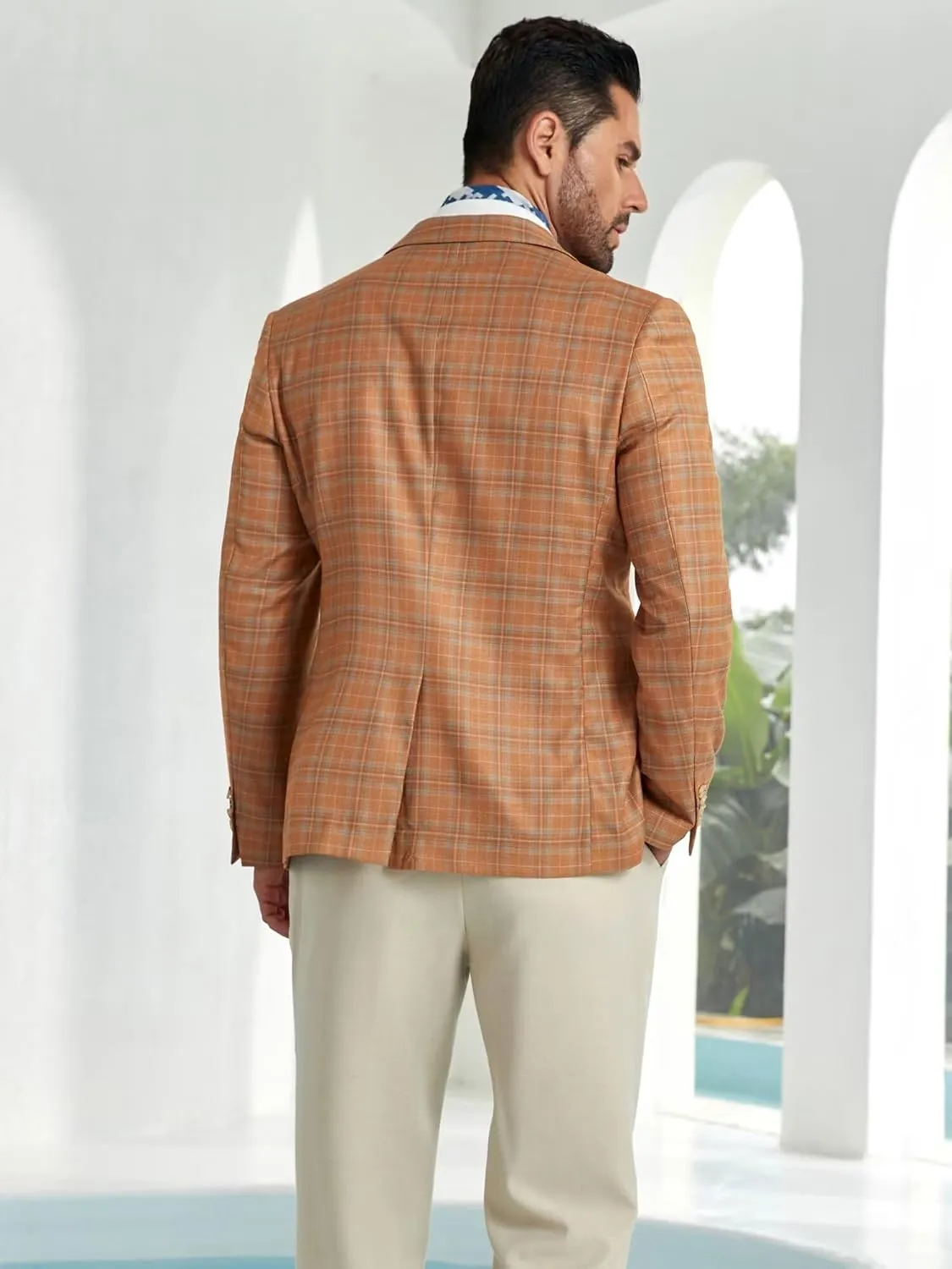Men's Plaid Blazer Sport Coats Jackets Slim Fit Lightweight Casual Checkered Blazer for Men