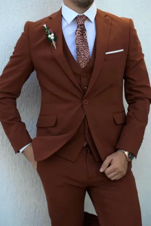 Men's Premium Brown 3 Piece Slim Fit Suit Wedding Party Suit Slim Fit Suit for Men
