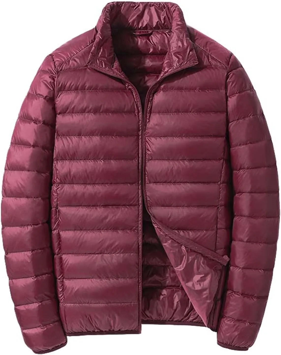 Men's Puffer Jacket Lightweight Windproof Full Zip Quilted Warm Packable Down Coats Plus Size Puffy Stand Collar Jackets