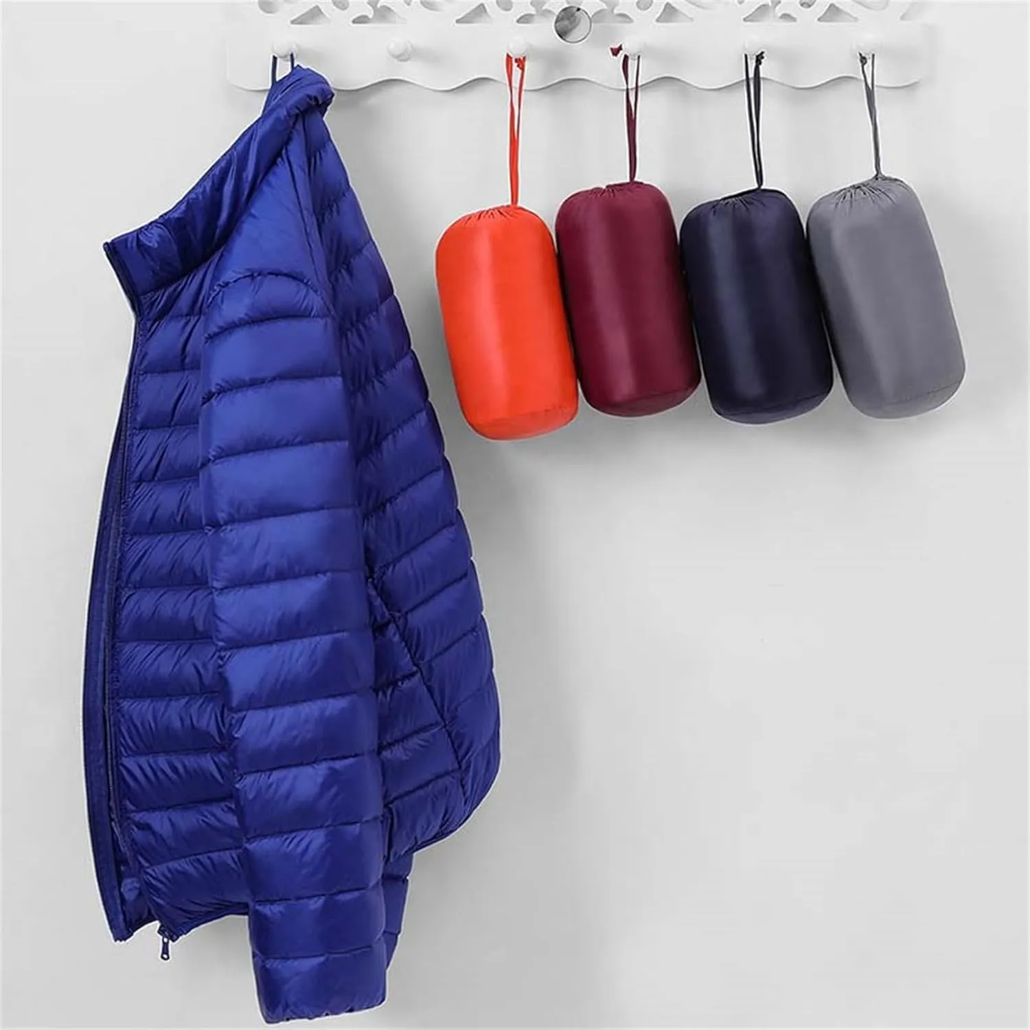 Men's Puffer Jacket Lightweight Windproof Full Zip Quilted Warm Packable Down Coats Plus Size Puffy Stand Collar Jackets