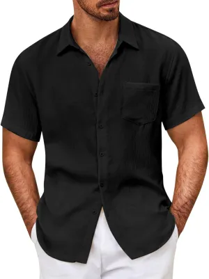 Mens Resort Wear 2025 Shirts Breathable Button Down Slim Fit Short Sleeves Dress Shirt Summer Business Casual Tops