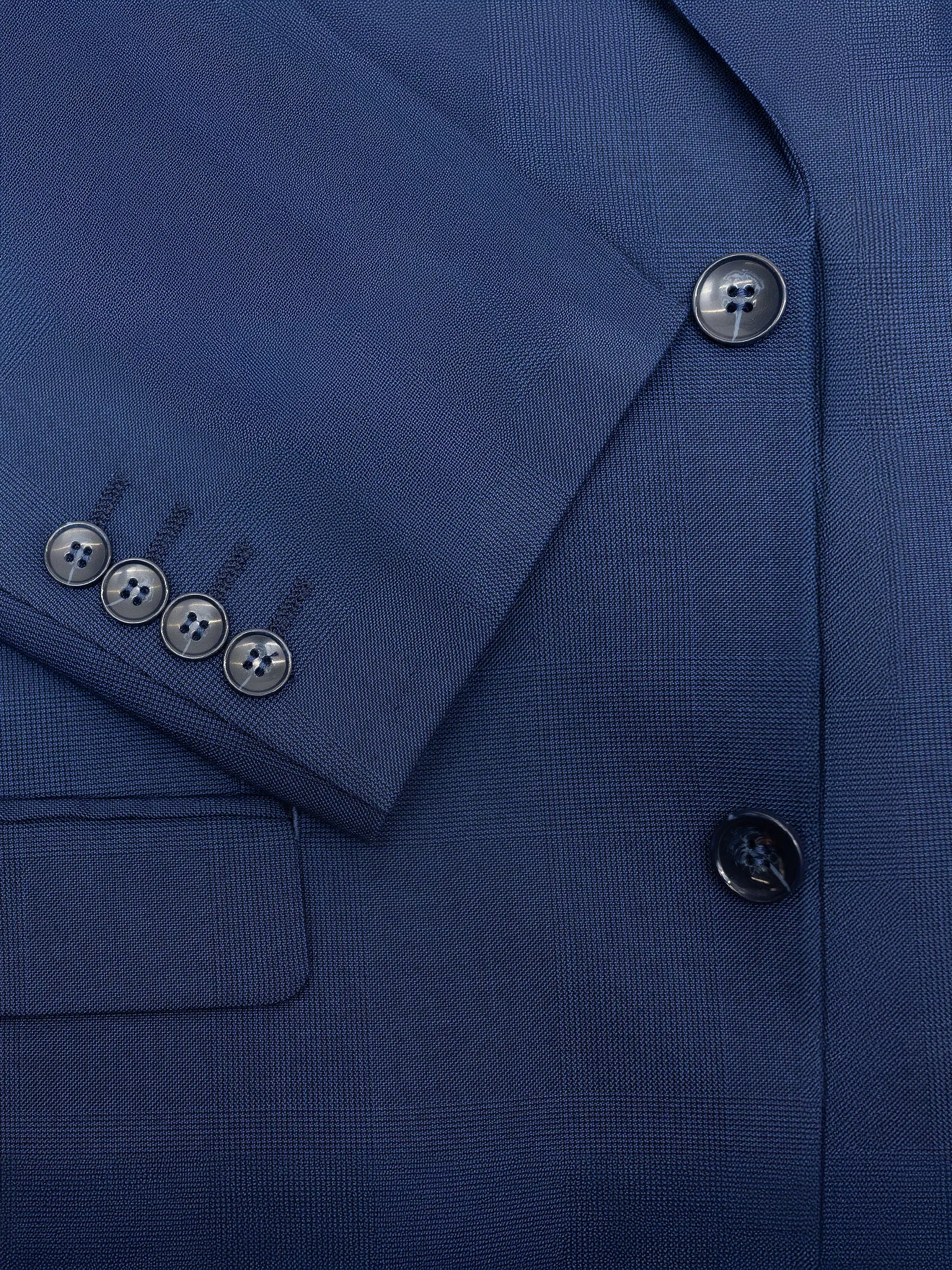 Men's Royal Blue Micro Check Patterned Slim Fit Suit