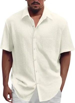 Men's Short Sleeve Dress Shirts Button Down Casual Wrinkle Free Smart Office Work Blouses Breathable Quick Dry Shirt