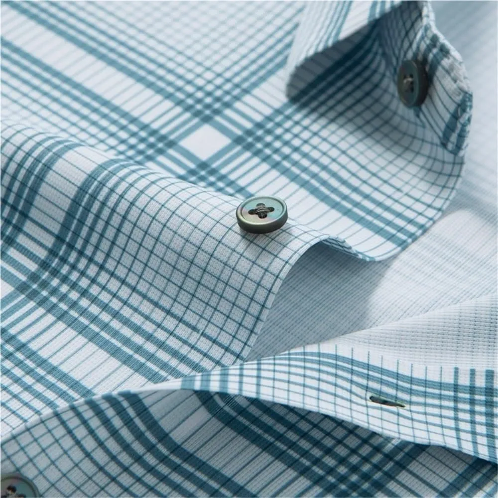Men's Silk Shirt Fashion Summer Short Sleeve Striped Patchwork Poplin Dress Shirts for Men Soft