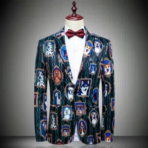 Men's Single Breasted Blazer With Print | Plus Size
