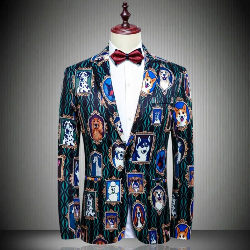Men's Single Breasted Blazer With Print | Plus Size