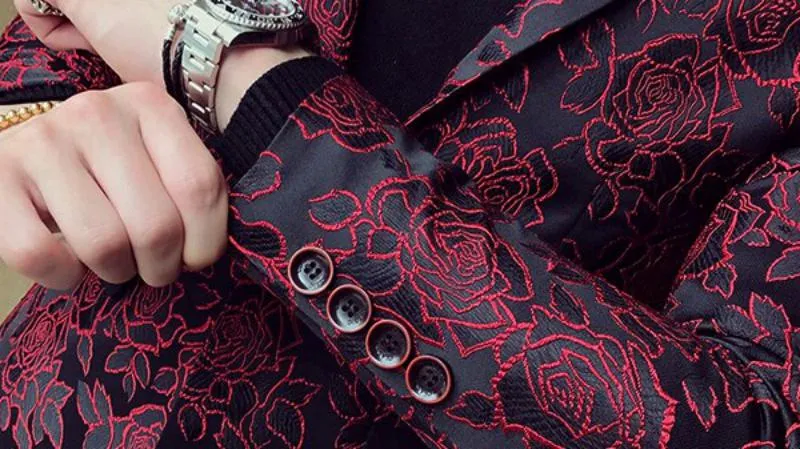 Men's Single Breasted Jacquard Blazer | Plus Size