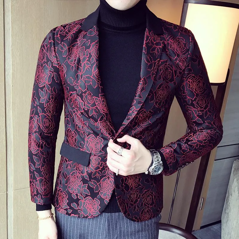 Men's Single Breasted Jacquard Blazer | Plus Size
