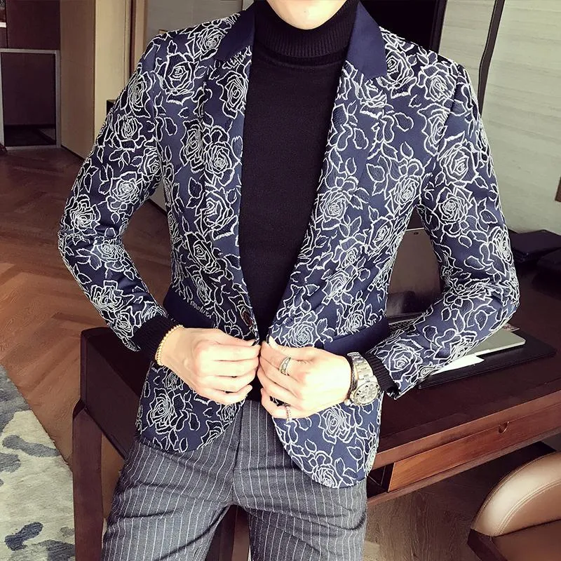 Men's Single Breasted Jacquard Blazer | Plus Size