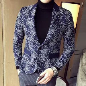 Men's Single Breasted Jacquard Blazer | Plus Size