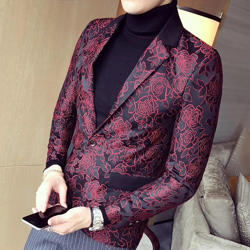 Men's Single Breasted Jacquard Blazer | Plus Size