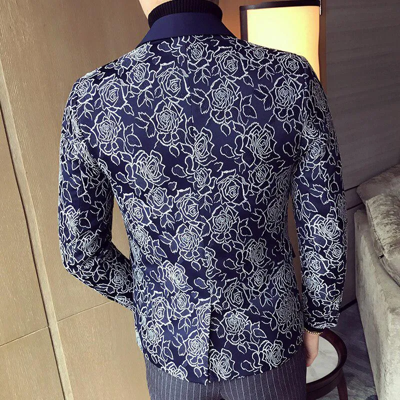 Men's Single Breasted Jacquard Blazer | Plus Size