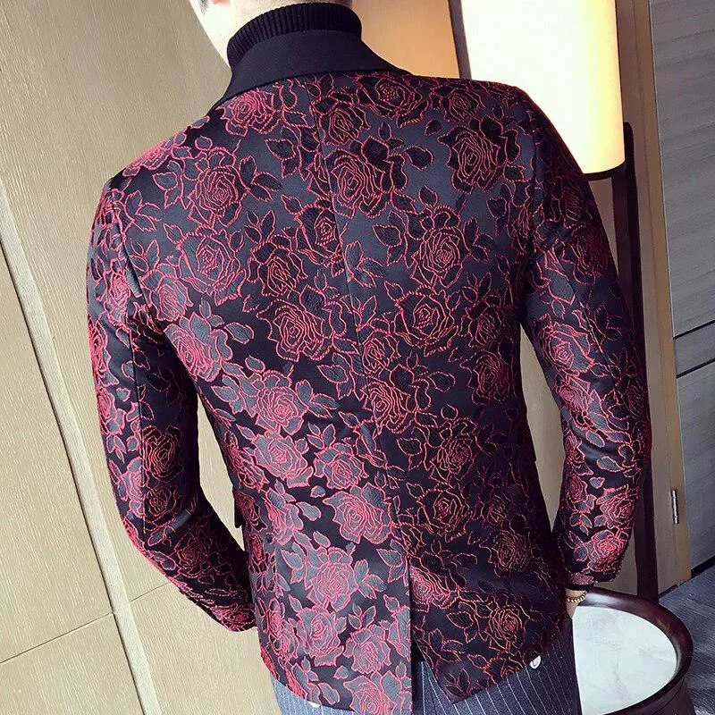 Men's Single Breasted Jacquard Blazer | Plus Size
