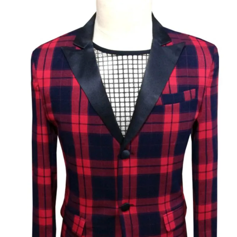 Men's Single Breasted Plaid Blazer