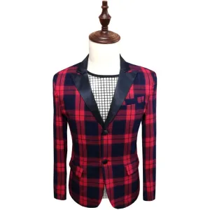 Men's Single Breasted Plaid Blazer