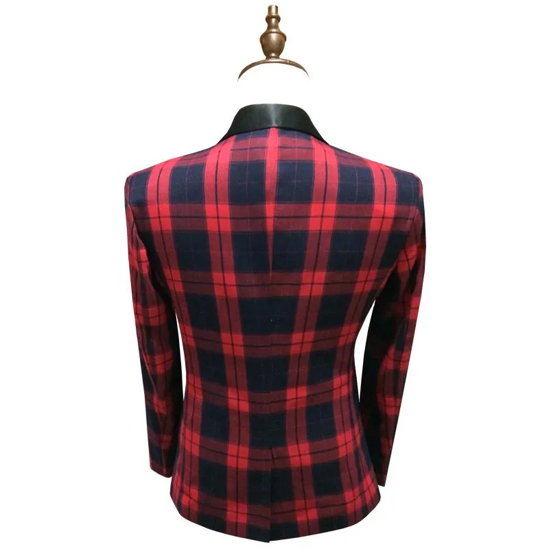 Men's Single Breasted Plaid Blazer