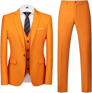 Men's Slim Fit 3-Piece Suit Set Formal Blazer Jacket Vest and Dress Pants for Wedding Business