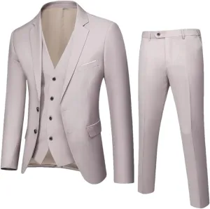 MenS Slim Fit 3 Piece Suit Two Button Jacket Vest and Pants for Formal Or Business Party Set