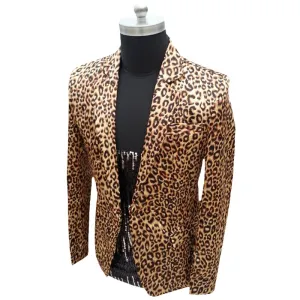 Men's Slim Fit Blazer With Leopard Print | Plus Size
