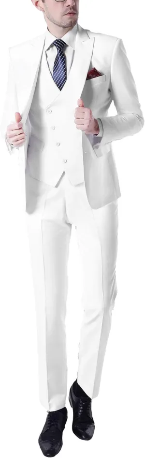 Men's Slim Fit Peak Lapel Suits 3 Pieces Wedding Suits for Men Groom Tuexdos