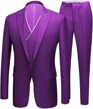 Men's Slim Fit Peak Lapel Suits 3 Pieces Wedding Suits for Men Groom Tuexdos