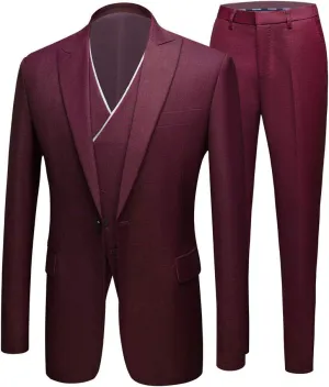 Men's Slim Fit Peak Lapel Suits 3 Pieces Wedding Suits for Men Groom Tuexdos