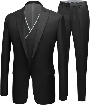 Men's Slim Fit Peak Lapel Suits 3 Pieces Wedding Suits for Men Groom Tuexdos