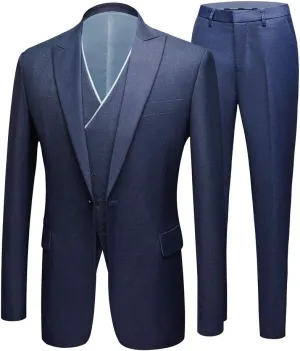 Men's Slim Fit Peak Lapel Suits 3 Pieces Wedding Suits for Men Groom Tuexdos