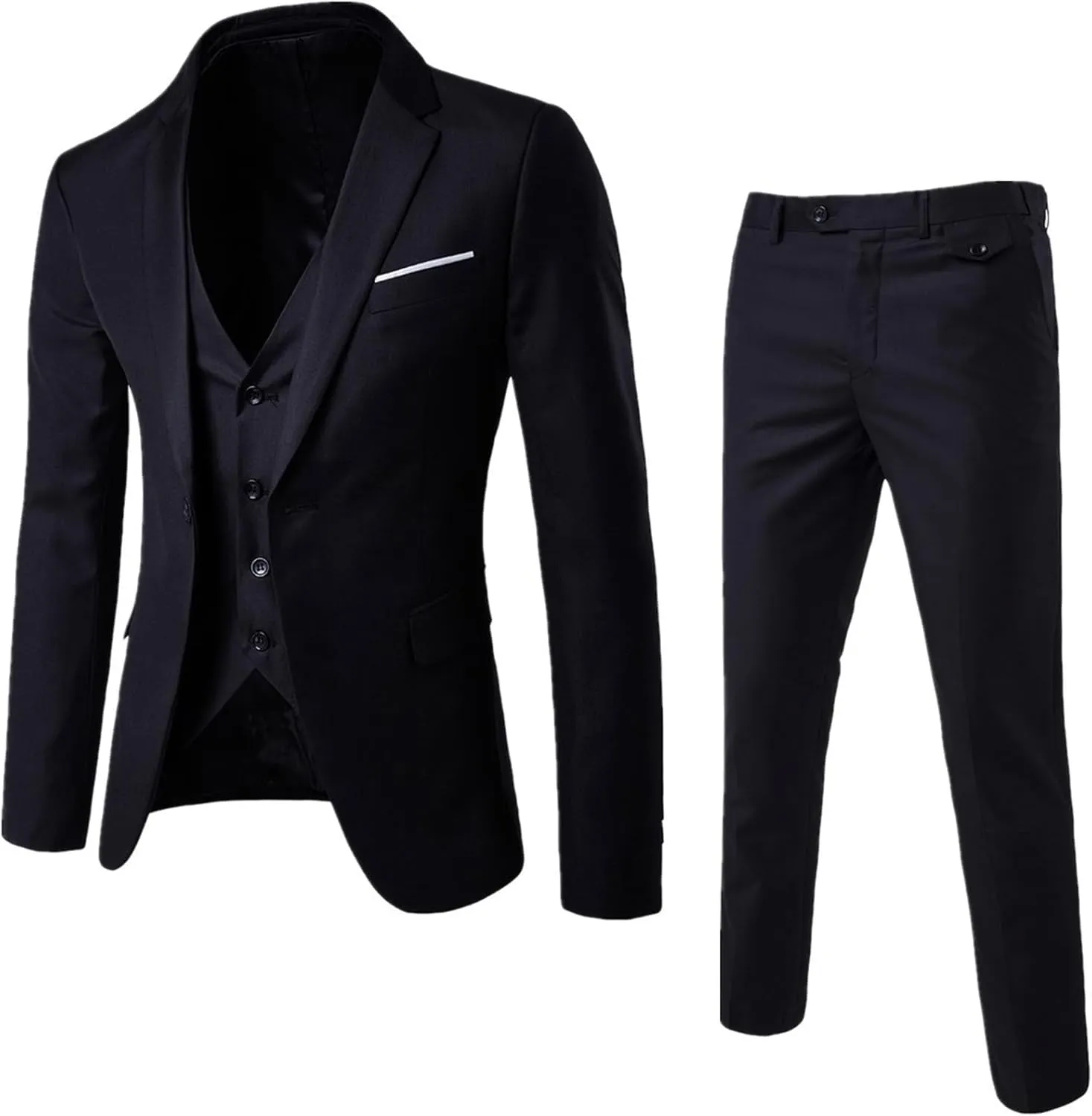 Mens Slim Fit Suit Blazer Dress Business Wedding Party Jacket Vest & Pant Jacket Vest Pants with Tie Men Tuxedo Suit Set