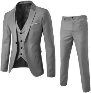 Mens Slim Fit Suit Blazer Dress Business Wedding Party Jacket Vest & Pant Jacket Vest Pants with Tie Men Tuxedo Suit Set