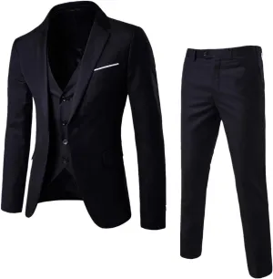 Mens Slim Fit Suit Blazer Dress Business Wedding Party Jacket Vest & Pant Jacket Vest Pants with Tie Men Tuxedo Suit Set