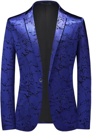 Mens Slim Fit Wedding Party Dress Blazer Single Breasted Suit Jacket Jacquard Tuxedo Blazer