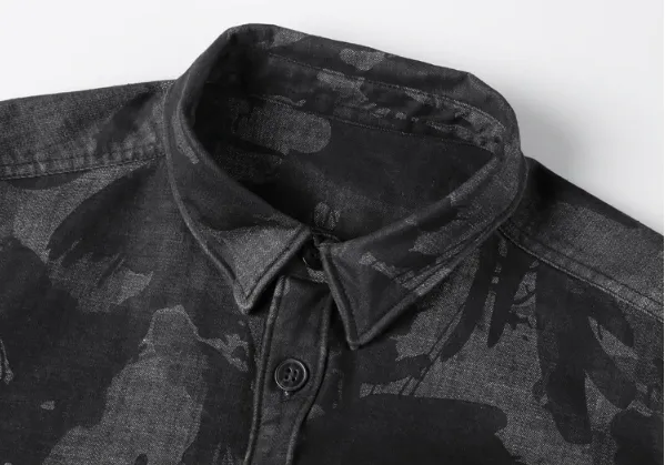 Men's Spring Vintage Denim Casual Camouflage Shirt