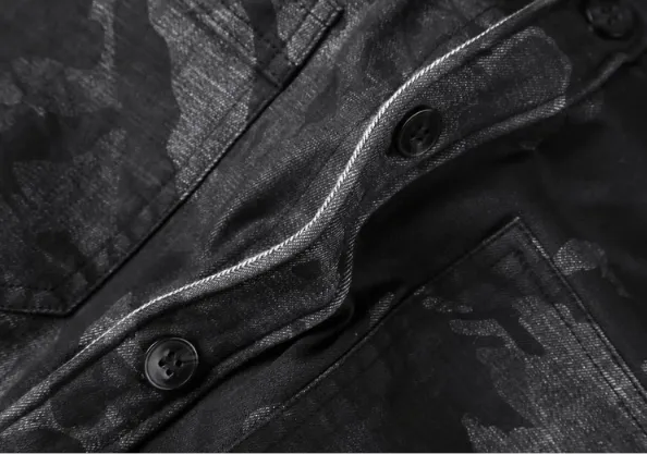 Men's Spring Vintage Denim Casual Camouflage Shirt