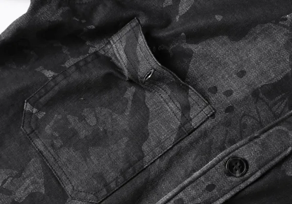 Men's Spring Vintage Denim Casual Camouflage Shirt