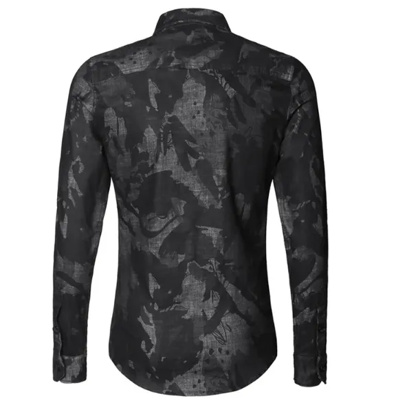 Men's Spring Vintage Denim Casual Camouflage Shirt