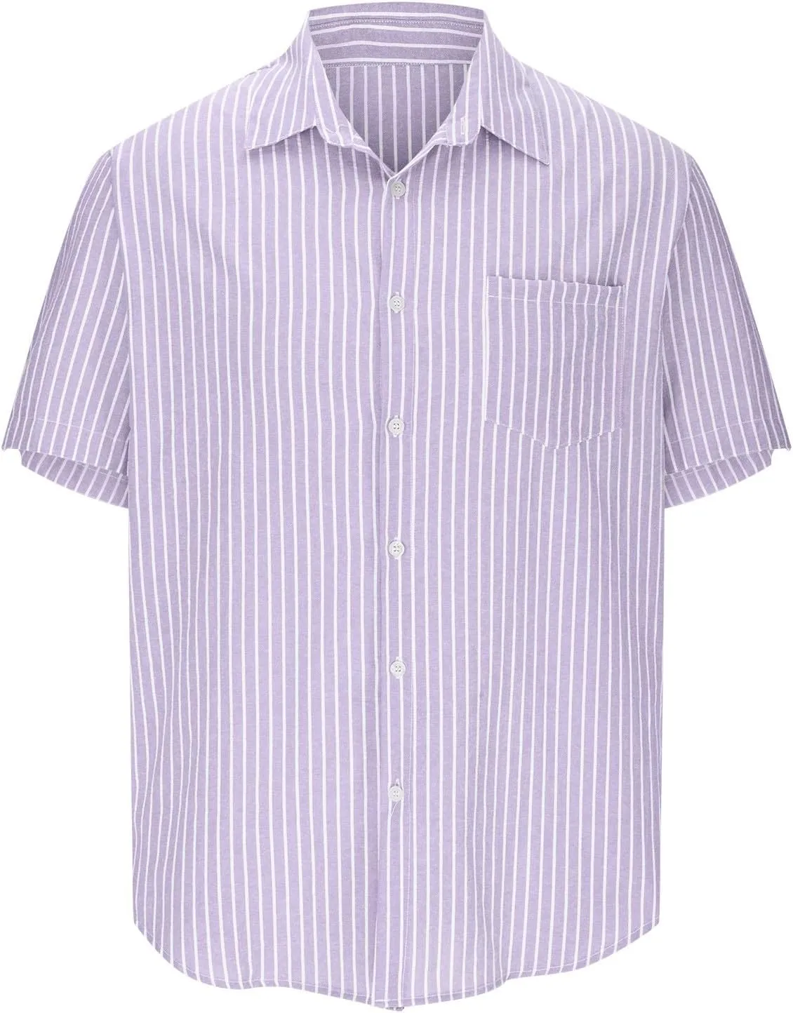 Men's Striped Shirt Short Sleeve Summer Beach Hawaiian Vacation Top Button Down Pocket Tropical Resort Party Cruise Wear