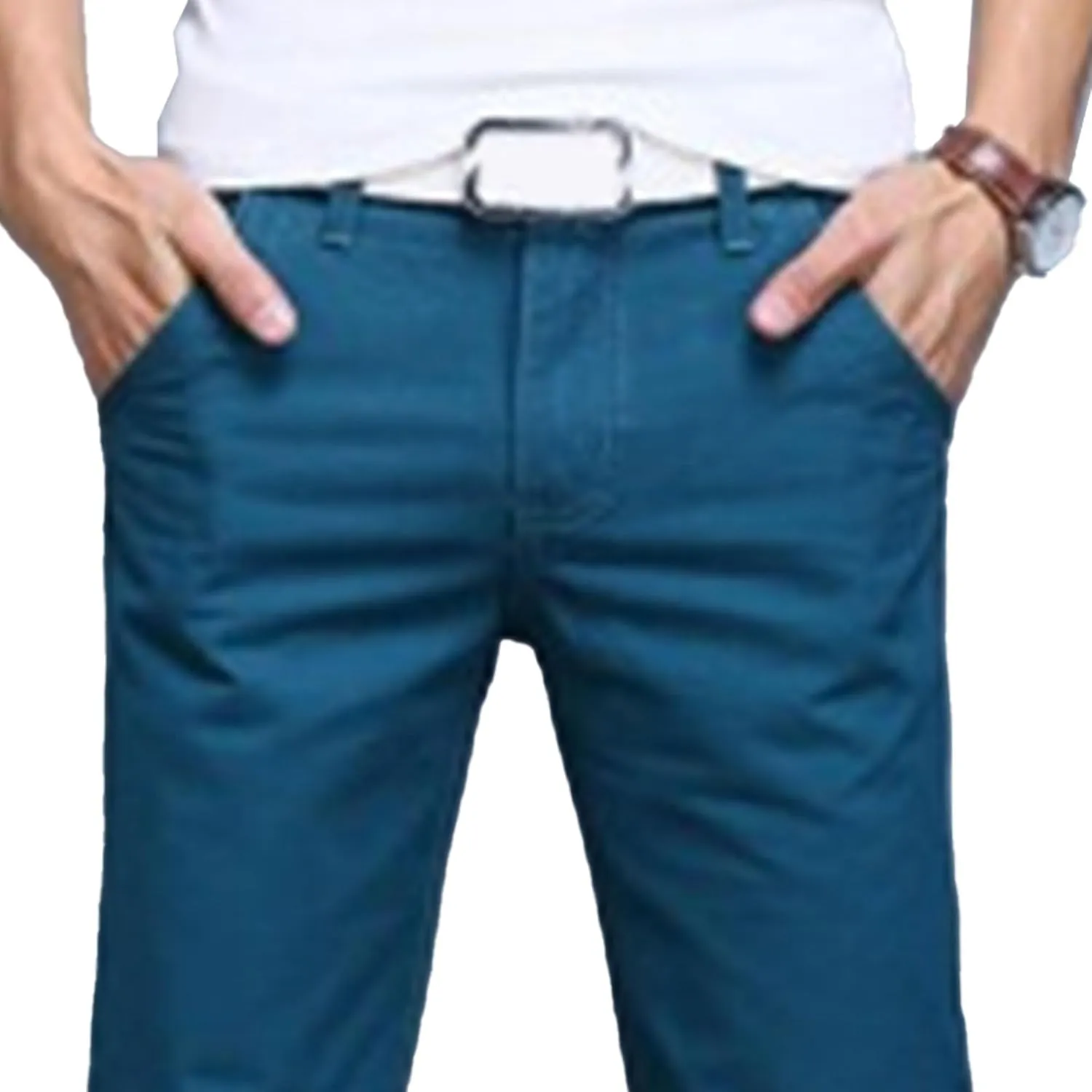 Men's Style Comfy Solid Chinos Pants Casual Slim Fit Business Slack Stretch Straight Fashion Trousers