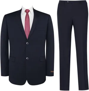 Mens Suit 2 Piece Slim Fit Wool Blend Business Casual Jacket Blazer and Pants Set