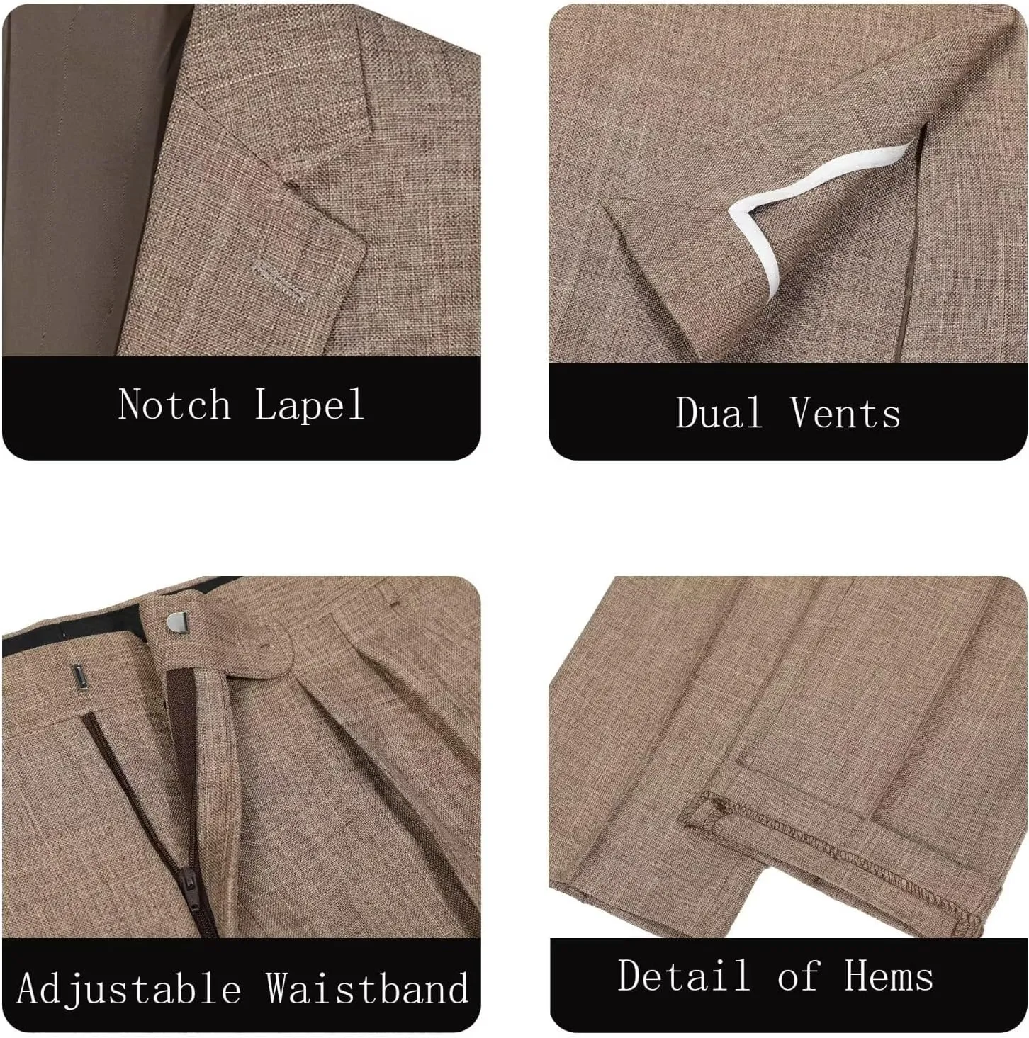 Mens Suit 3 Piece Slim Fit Suit for Men Two Button Prom Tuxedo Suits Lightweigt Solid Jacket Pants,Mens Tuxedo Suits