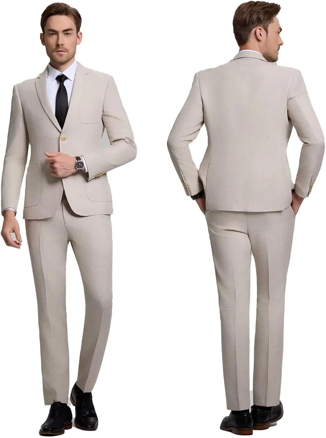 Mens Suit 3 Piece Slim Fit Suit for Men Two Button Prom Tuxedo Suits Lightweigt Solid Jacket Pants,Mens Tuxedo Suits