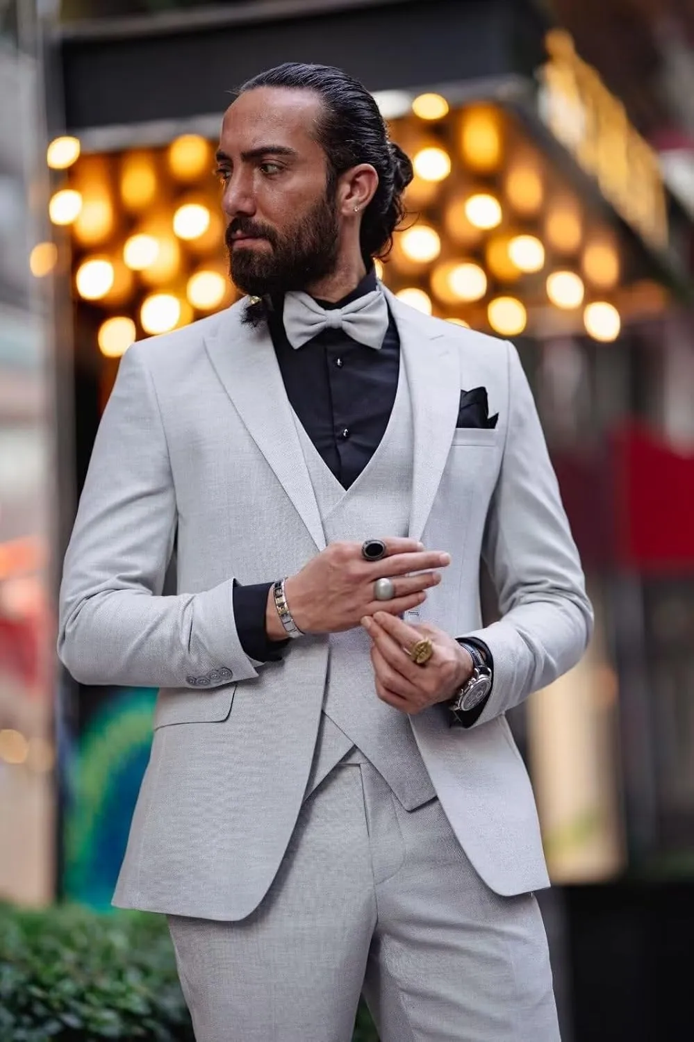 Men's Suits 3 Piece Double Breasted Suit Men Slim Fit Wedding Suits for Men One Button Blazer Jacket Vest Pants Set