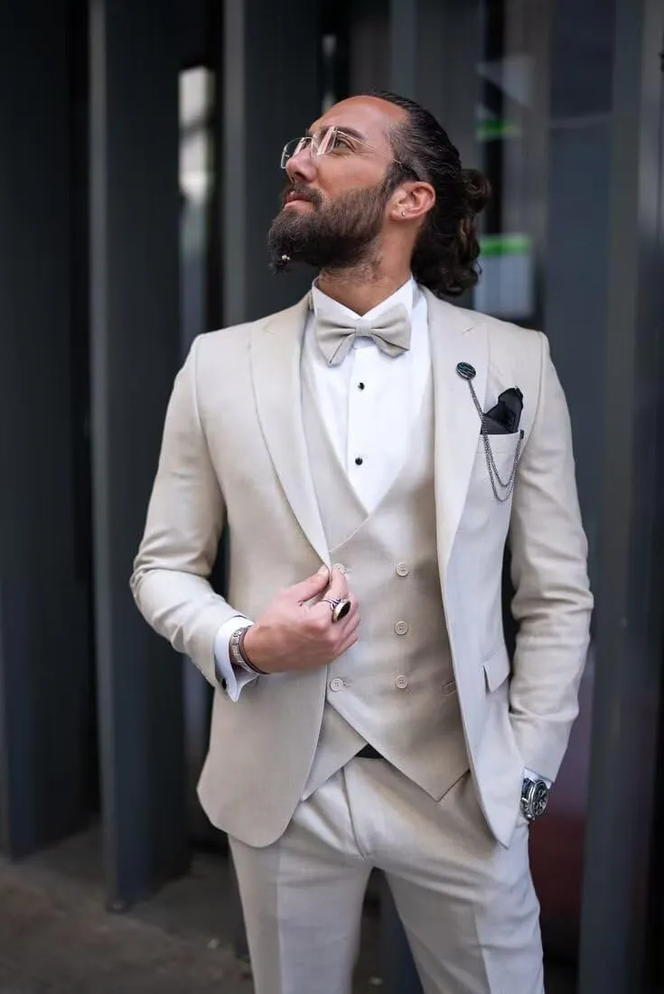 Men's Suits 3 Piece Double Breasted Suit Men Slim Fit Wedding Suits for Men One Button Blazer Jacket Vest Pants Set