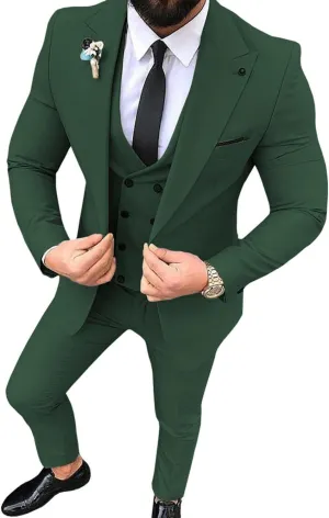 Men's Suits Custom Made 3 Piece Solid Wedding Tuxedos Slim Fit Prom Foraml Suits