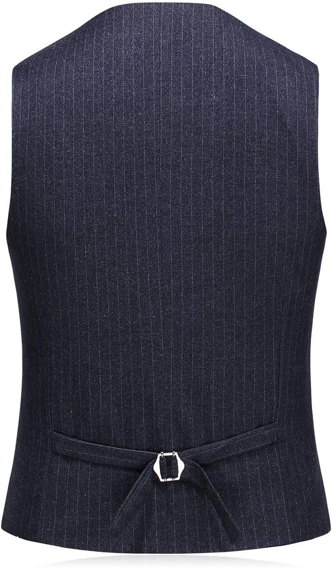 Men's Suits Handsome Wedding Navy Blue Pinstripe Double Breasted Slim Fit 3 Piece Business Foraml Suits