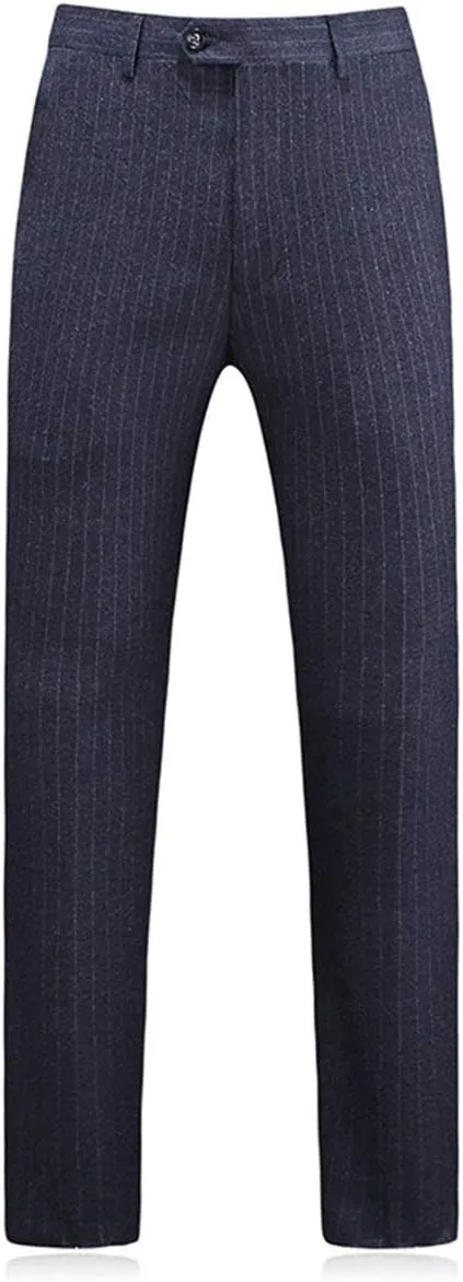 Men's Suits Handsome Wedding Navy Blue Pinstripe Double Breasted Slim Fit 3 Piece Business Foraml Suits